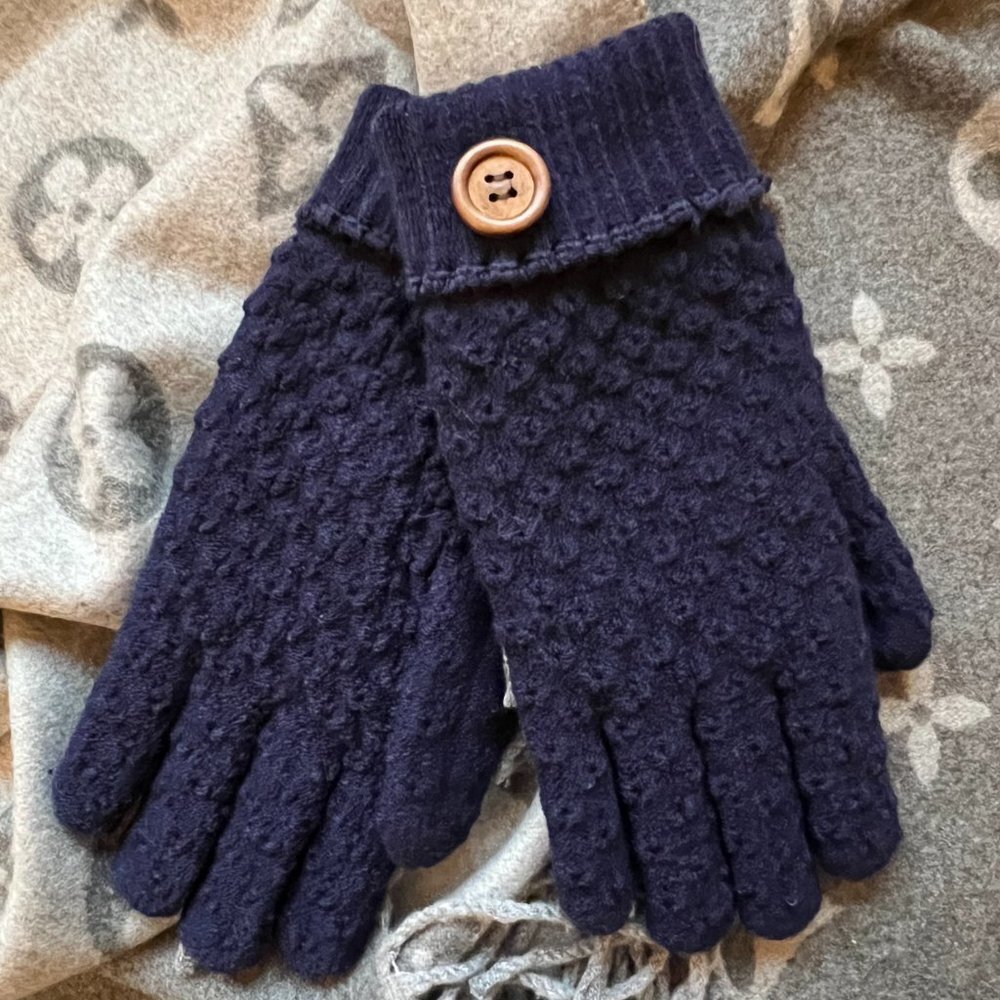 New Own Style Women’s Winter Gloves W/ Button Details in Blue